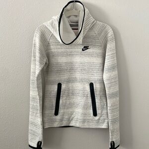 Women’s Nike Tech Fleece Pullover Hoodie White Black Stripes Size XS